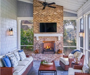 mounted tv in screened in porch